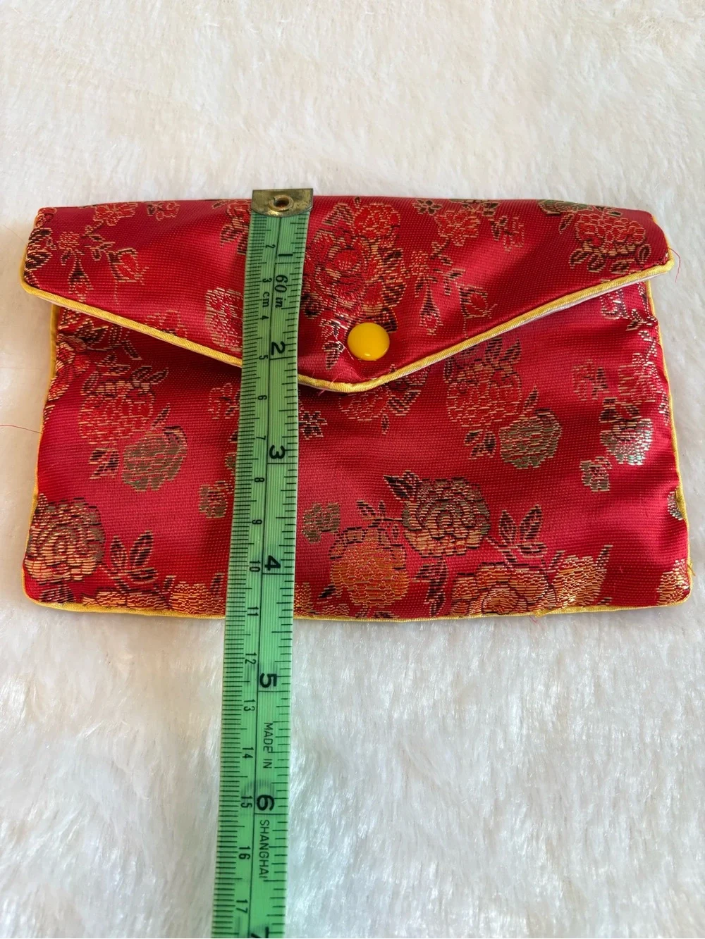 Red Floral Brocade jewelry pouches Envelope Clutch style -